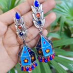 Beautiful Hand-Painted Jhumka Dangler Earrings with Traditional Ghungroo Detailing for Women