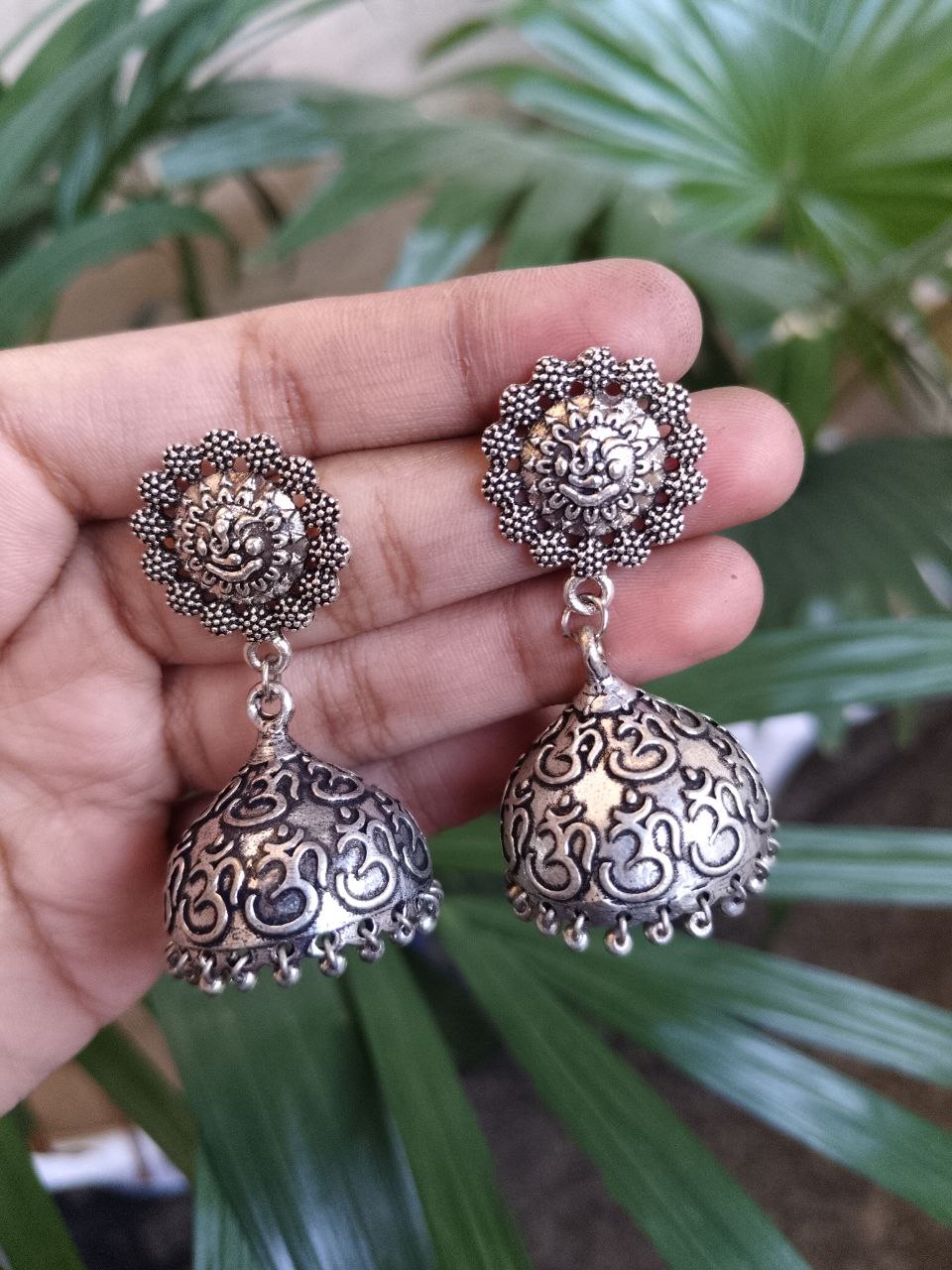 Elegant German Silver Ganesh Jhumka Dangler Earrings with Traditional Ghungroo Detailing for Women 1 Elegant German Silver Ganesh Jhumka Dangler Earrings with Traditional Ghungroo Detailing for Women