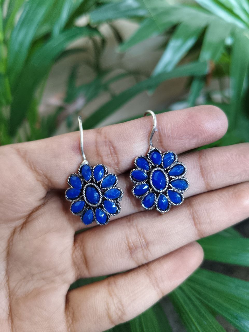 Beautiful Flower Hook Earrings with Elegant Stone Detailing for Women’s Stylish Look 1 Beautiful Flower Hook Earrings with Elegant Stone Detailing for Women’s Stylish Look