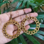 Elegant Gold Plated Round Hook Dangler Earrings for Women’s Stylish Modern Ethnic Look