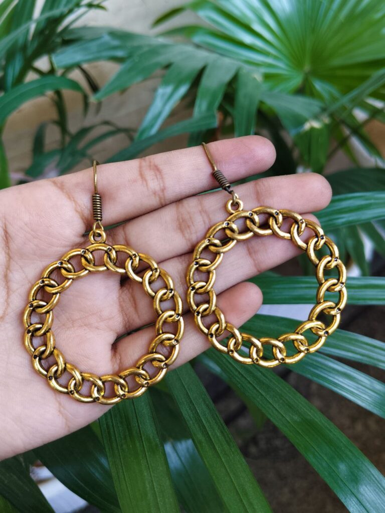 Elegant Gold Plated Round Hook Dangler Earrings for Women’s Stylish Modern Ethnic Look