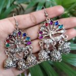 Beautiful Peacock Jhumki Hook Dangler Earrings with Elegant Stone Work for Women