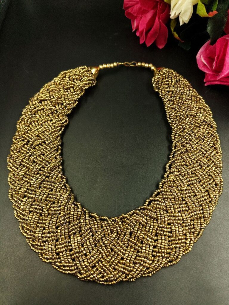 Gold Plated Choker Necklace for Women with Stylish Modern Ethnic Design
