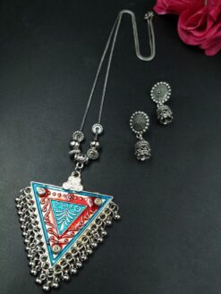 Meenakari Triangle Floral Art Necklace for Women Traditional Elegant Partywear Jewelry Collection