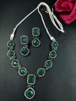 Silver Plated Elegant Stone Studded Necklace Set with Classic Partywear Appeal