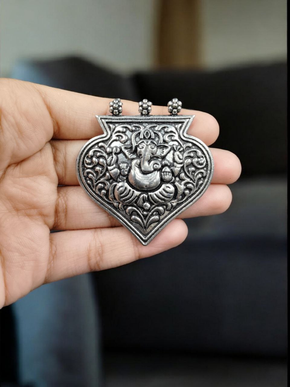 Ganesha Floral Art German Silver Pendant Raw Material for DIY Jewelry 2 Ganesha Floral Art German Silver Pendant Raw Material for DIY Jewelry - Image 2