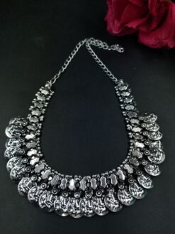 Oxidized German Silver Choker Necklace for Women Traditional Ethnic Jewelry