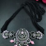 Peacock Design Silver Plated Thread Necklace with Stone and Pearl Work Ethnic Jewelry