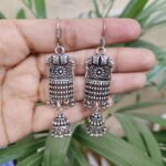 Silver Plated Elephant Hook Dangler Earrings for Women’s Stylish Look