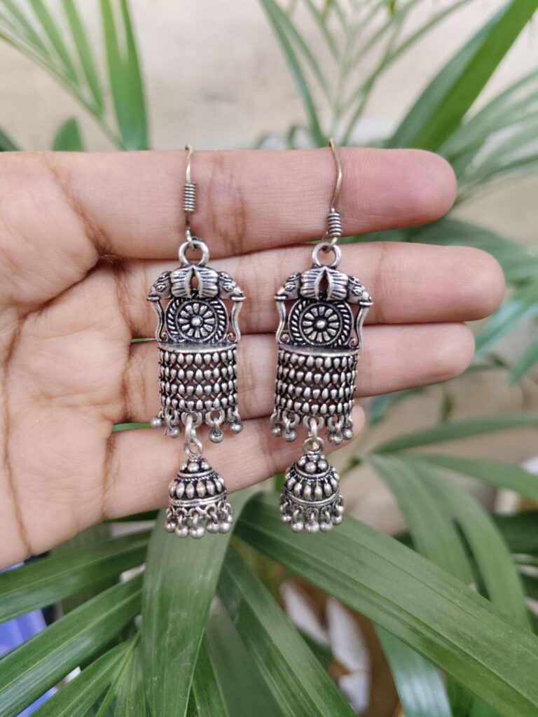 Silver Plated Elephant Hook Dangler Earrings for Women’s Stylish Look