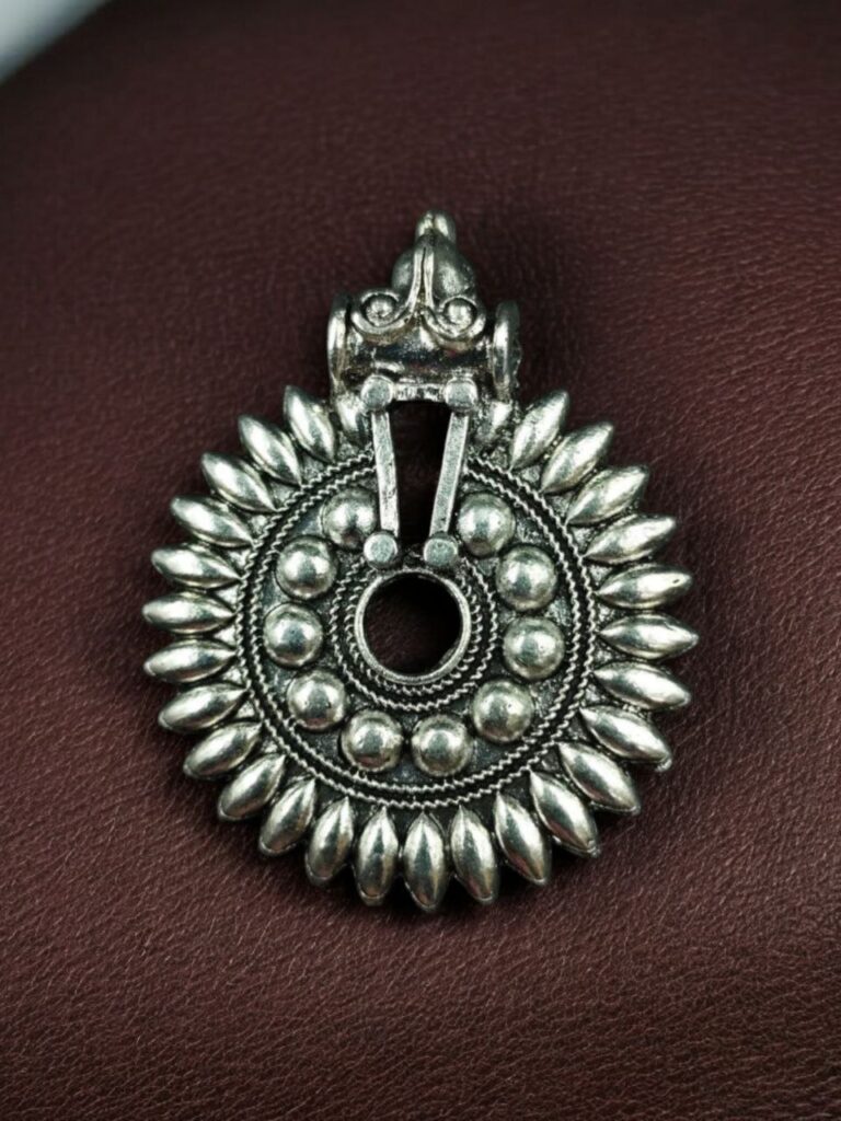 Round Sun Design Oxidized German Silver Charm for DIY Jewelry Making Raw Material