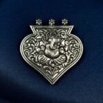 Ganesha Floral Art German Silver Pendant Raw Material for DIY Jewelry
