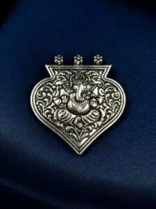 Ganesha Floral Art German Silver Pendant Raw Material for DIY Jewelry