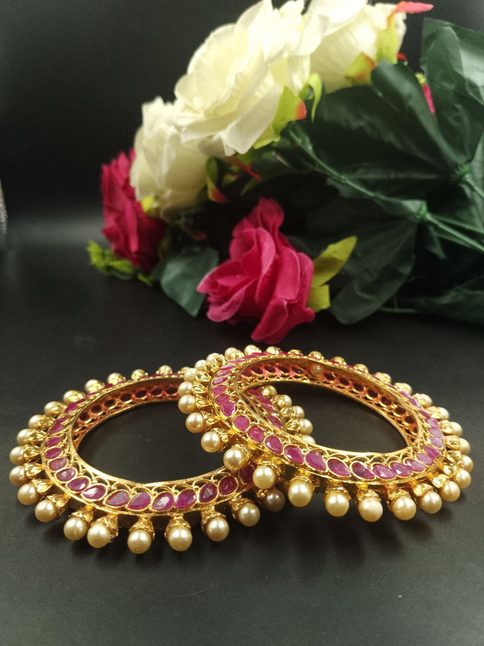 Kundan Meena Stone Work Bangle for Women Elegant Traditional Partywear Jewelry 1 Kundan Meena Stone Work Bangle for Women Elegant Traditional Partywear Jewelry