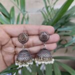 Two-Tone Jhumka Dangler Earrings with Beautiful Pearl Detailing for Women
