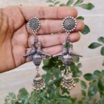Silver Plated Bird Jhumki Dangler Earrings for Women with Traditional Ethnic Style