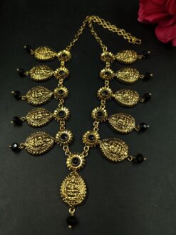 Gold Plated Stone Ganesha Oxidized Necklace for Women Traditional Ethnic Jewelry