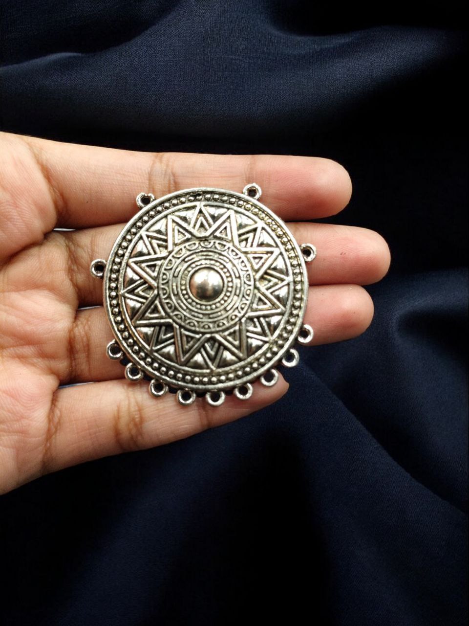 Pearl Work Round German Silver Pendant for DIY Jewelry Making Raw Material Supplies 2 Pearl Work Round German Silver Pendant for DIY Jewelry Making Raw Material Supplies - Image 2