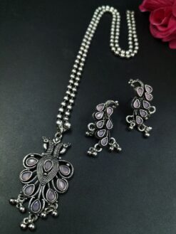Peacock Design Stone Necklace Set for Women Traditional Wedding Partywear Jewelry