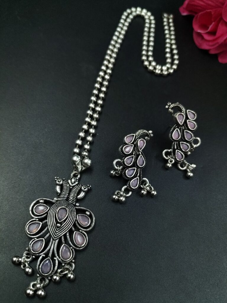 Peacock Design Stone Necklace Set for Women Traditional Wedding Partywear Jewelry