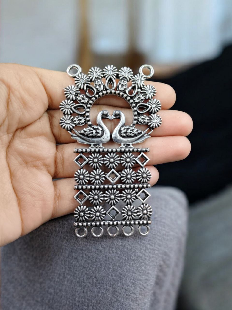 Unique Peacock Design German Silver Pendant Raw Material for DIY Jewelry Making Craft Supplies 2 Unique Peacock Design German Silver Pendant Raw Material for DIY Jewelry Making Craft Supplies - Image 2