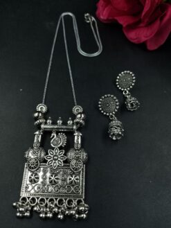 Peacock Floral Art Ghungroo Chain Pendant Necklace Set for Women Traditional Ethnic Jewelry