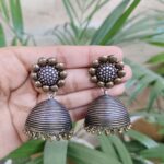 Flower Design Jhumka Dangler Earrings with Traditional Ghungroo Detailing for Women