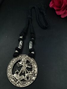 Religious Design German Silver Pendant Necklace with Adjustable Thread for Women Traditional Ethnic Jewelry