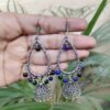Silver Plated Hanging Jhumka Hook Earrings with Elegant Pearl Work