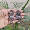 Silver Plated Peacock Earrings with Beautiful Stone Work for Women’s Ethnic Style