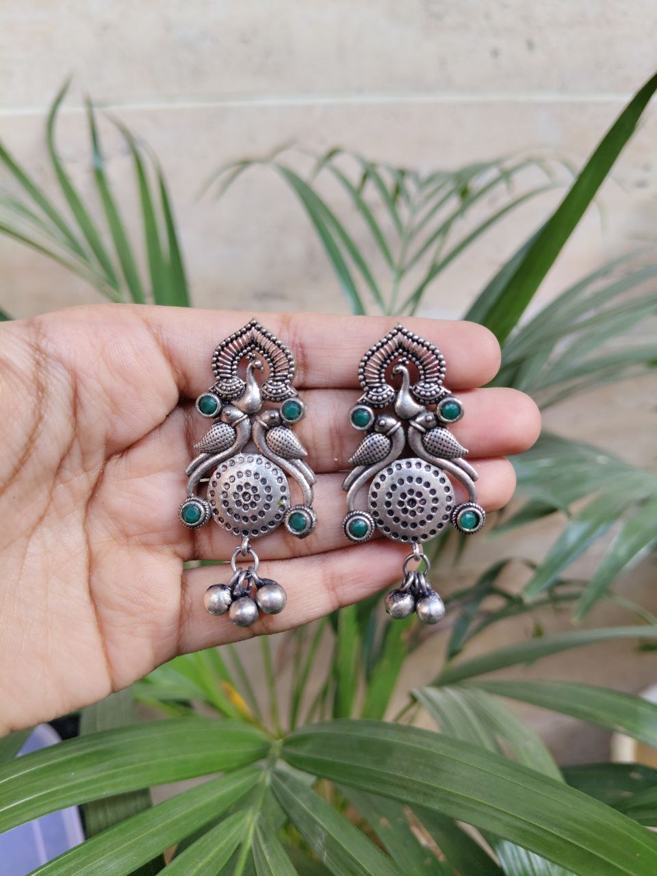 Silver Plated Peacock Earrings with Beautiful Stone Work for Women’s Ethnic Style 1 Silver Plated Peacock Earrings with Beautiful Stone Work for Women’s Ethnic Style