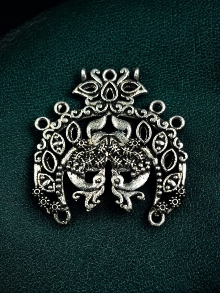 Peacock Stone Work German Silver DIY Jewellery Raw Material for Handmade Craft Creations