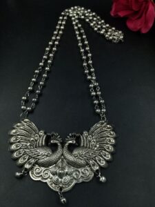 Peacock Design German Silver Pendant Necklace for Women Traditional Ethnic Jewelry