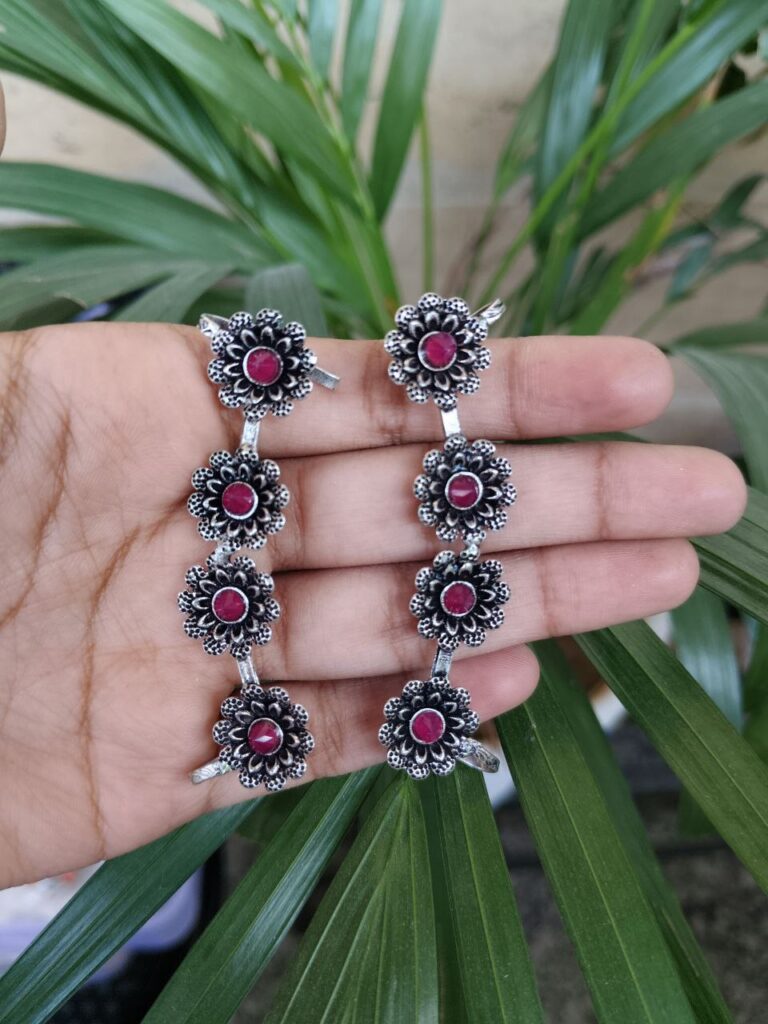 Flower Stone Earcuff Earrings for Women with Stylish Modern Ethnic Design