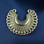 Tribal Half Moon Shape German Silver Statement Charm for Unique DIY Jewelry Creations