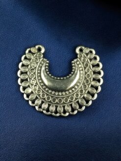 Tribal Half Moon Shape German Silver Statement Charm for Unique DIY Jewelry Creations