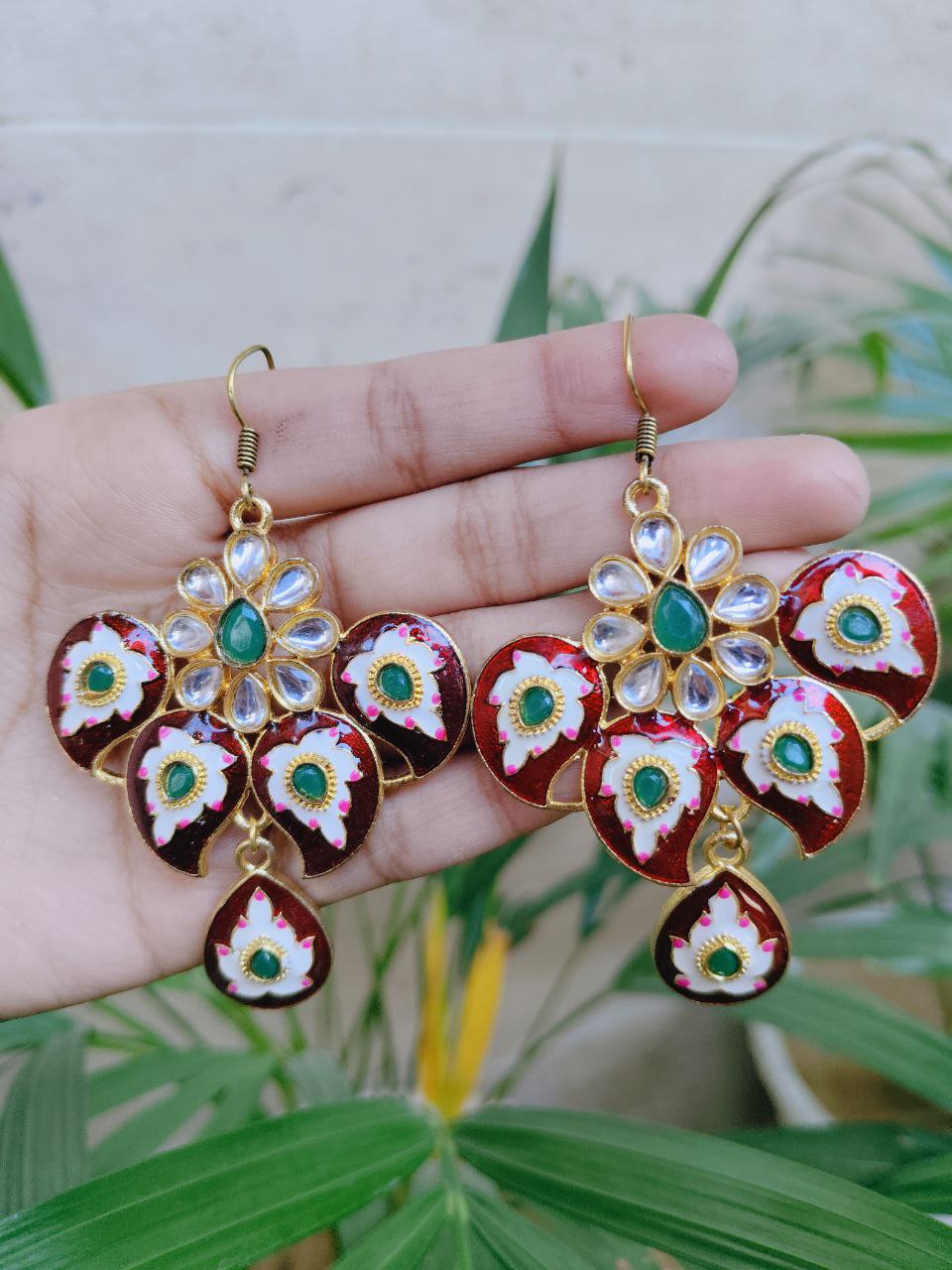 Traditional Meenakari Kundan Dangler Earrings with Elegant Stone Work Design 1 Traditional Meenakari Kundan Dangler Earrings with Elegant Stone Work Design