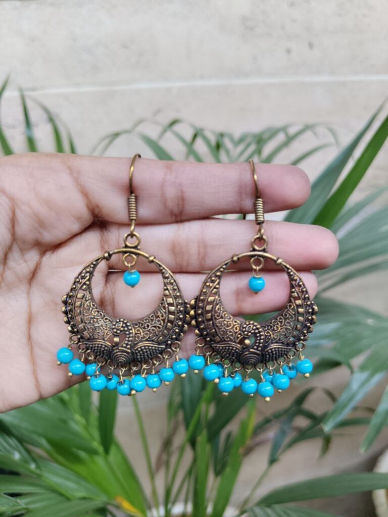Gold Plated Peacock Hook Earrings with Pearl Detailing for Women’s Ethnic Style