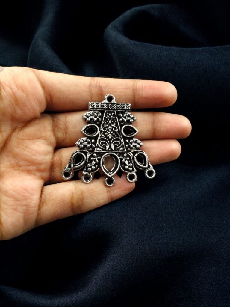 Floral Art Pendant German Silver DIY Jewellery Raw Material for Handmade Jewelry Craft Projects