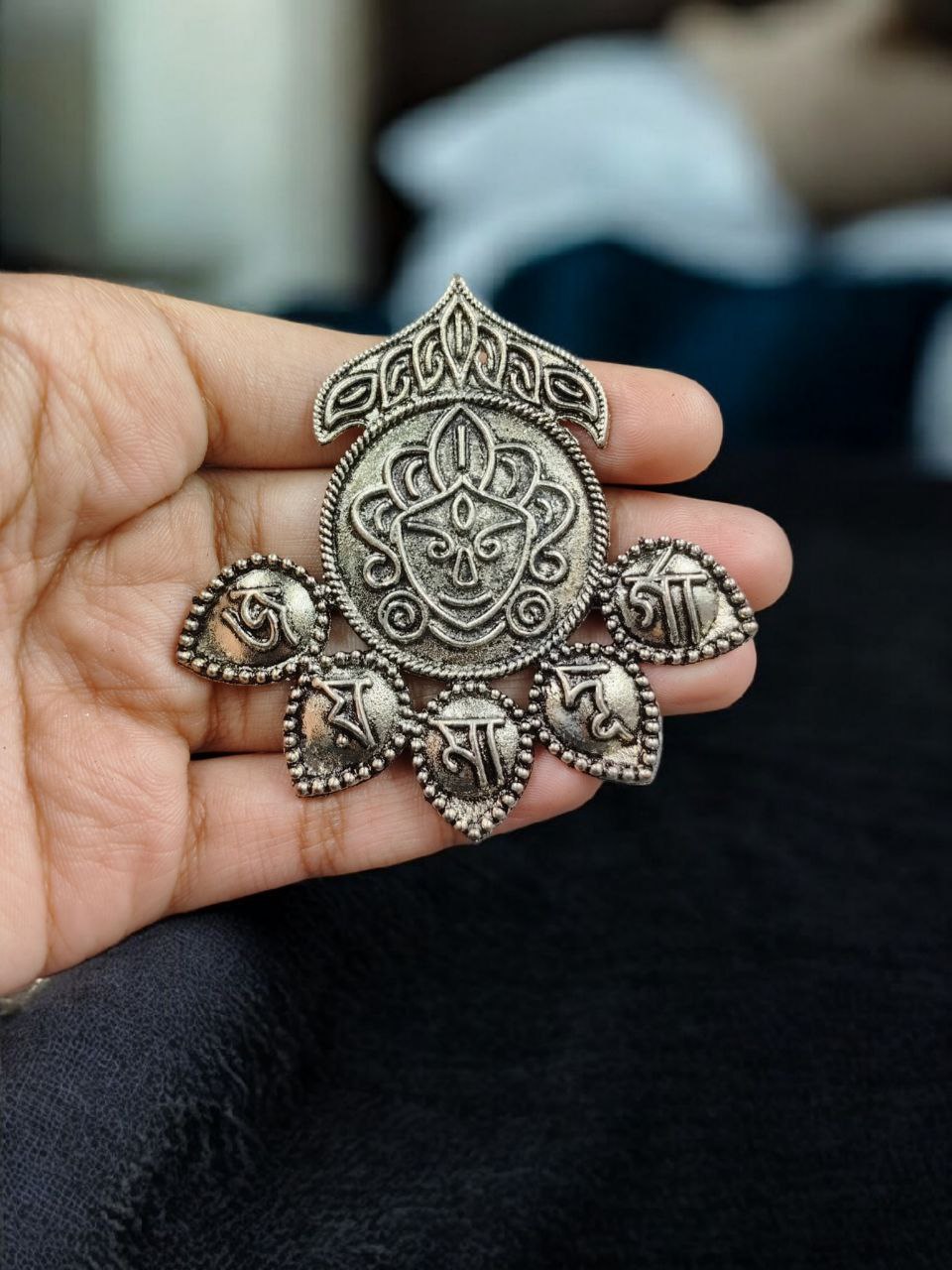 Maa Durga Design German Silver Pendant Raw Material for DIY Jewelry Making Craft Supplies 2 Maa Durga Design German Silver Pendant Raw Material for DIY Jewelry Making Craft Supplies - Image 2