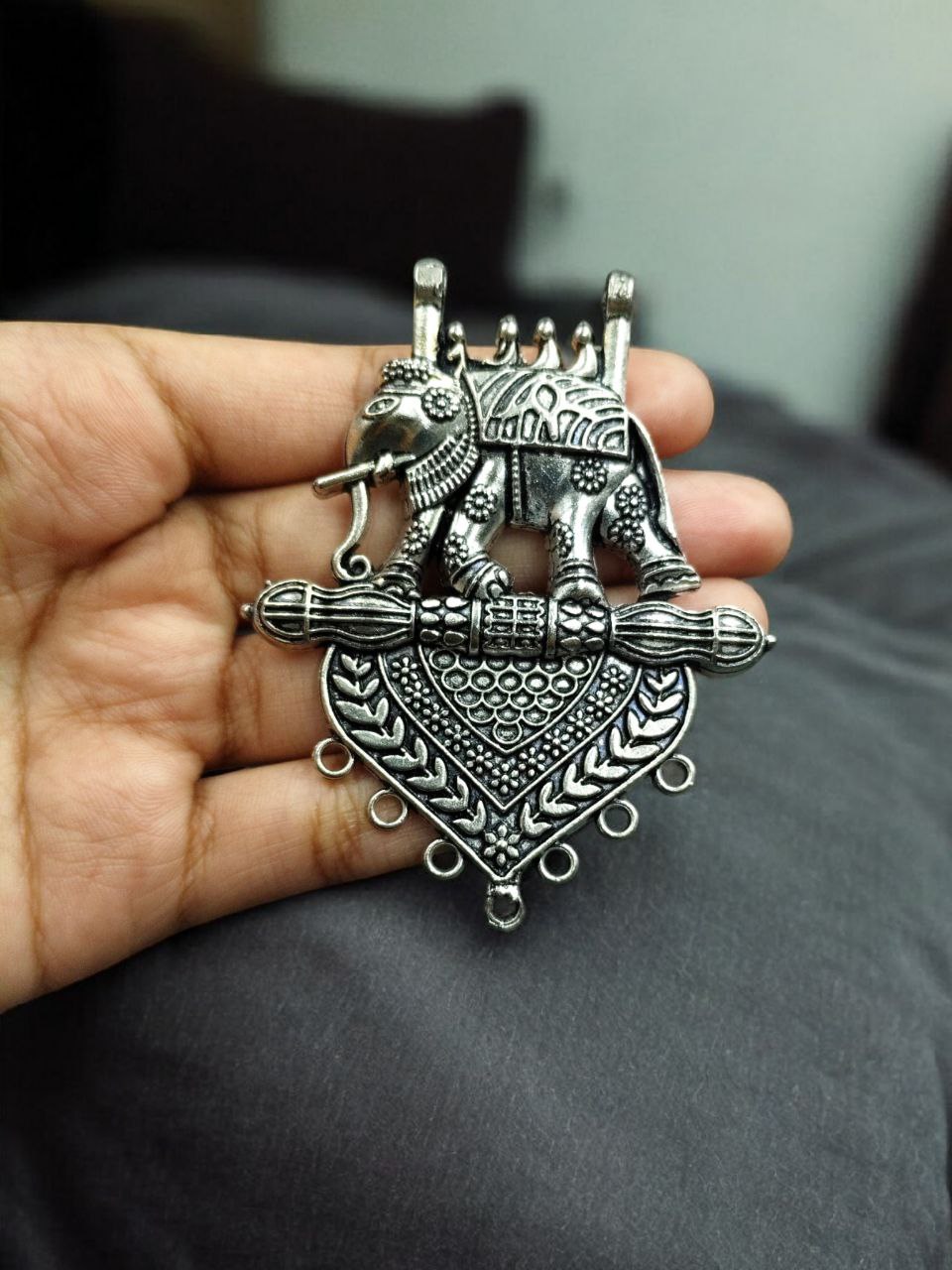 Elephant Design German Silver Pendant for DIY Jewelry Making Raw Material Craft Supplies 2 Elephant Design German Silver Pendant for DIY Jewelry Making Raw Material Craft Supplies - Image 2