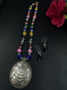 Unique Design Oxidized German Silver Necklace Set for Women Traditional Ethnic Jewelry