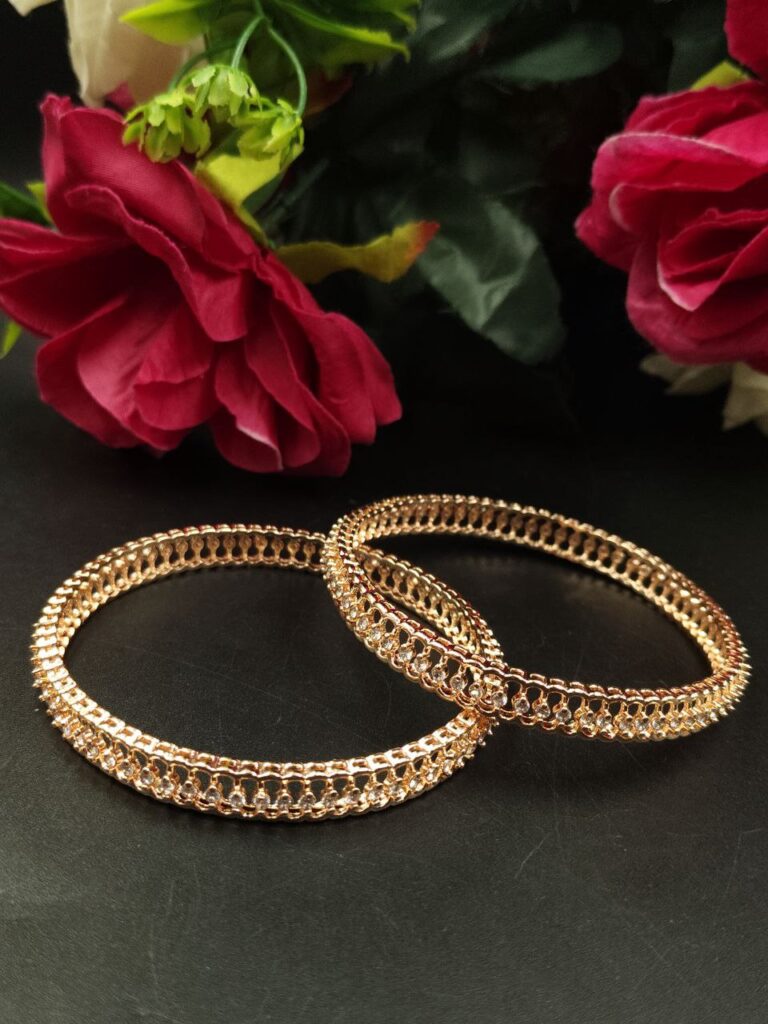 Gold Plated AD Stone Bangle for Women Elegant Traditional Partywear Jewelry