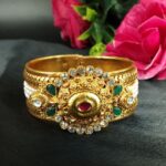 Gold Plated Openable Bangle with Elegant Stone Work Design