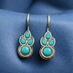 Bulk 16 Traditional Silver Replica Hook Earrings | Stone Work Best Daily Wear Jewelry For Girls - "Aqua"