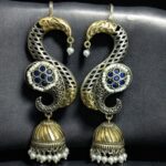 Bulk 344 Beautiful Two-Tone Jhumki Earcuff | Stone & Pearl Detailing Traditional Ethnic Jewelry For Girls - "Blue"