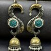 Beautiful Two-Tone Jhumki Earcuff | Stone & Pearl Detailing Traditional Ethnic Jewelry For Girls 14 Two-tone jhumki earcuff with stone and pearl detailing for ethnic wear.