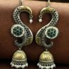 Beautiful Two-Tone Jhumki Earcuff | Stone & Pearl Detailing Traditional Ethnic Jewelry For Girls 12 Two-tone jhumki earcuff with stone and pearl detailing for ethnic wear.