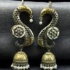 Beautiful Two-Tone Jhumki Earcuff | Stone & Pearl Detailing Traditional Ethnic Jewelry For Girls 11 Two-tone jhumki earcuff with stone and pearl detailing for ethnic wear.
