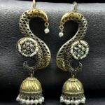 Bulk 354 Beautiful Two-Tone Jhumki Earcuff | Stone & Pearl Detailing Traditional Ethnic Jewelry For Girls - "White"